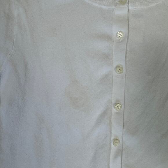 J.Crew New Jackie Cardigan SZ M White Egyptian Cotton Button Up Crewneck Stretch - Picture 5 of 8